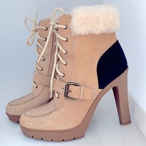 Ralph Lauren rubber lug sole lace up ankle boot